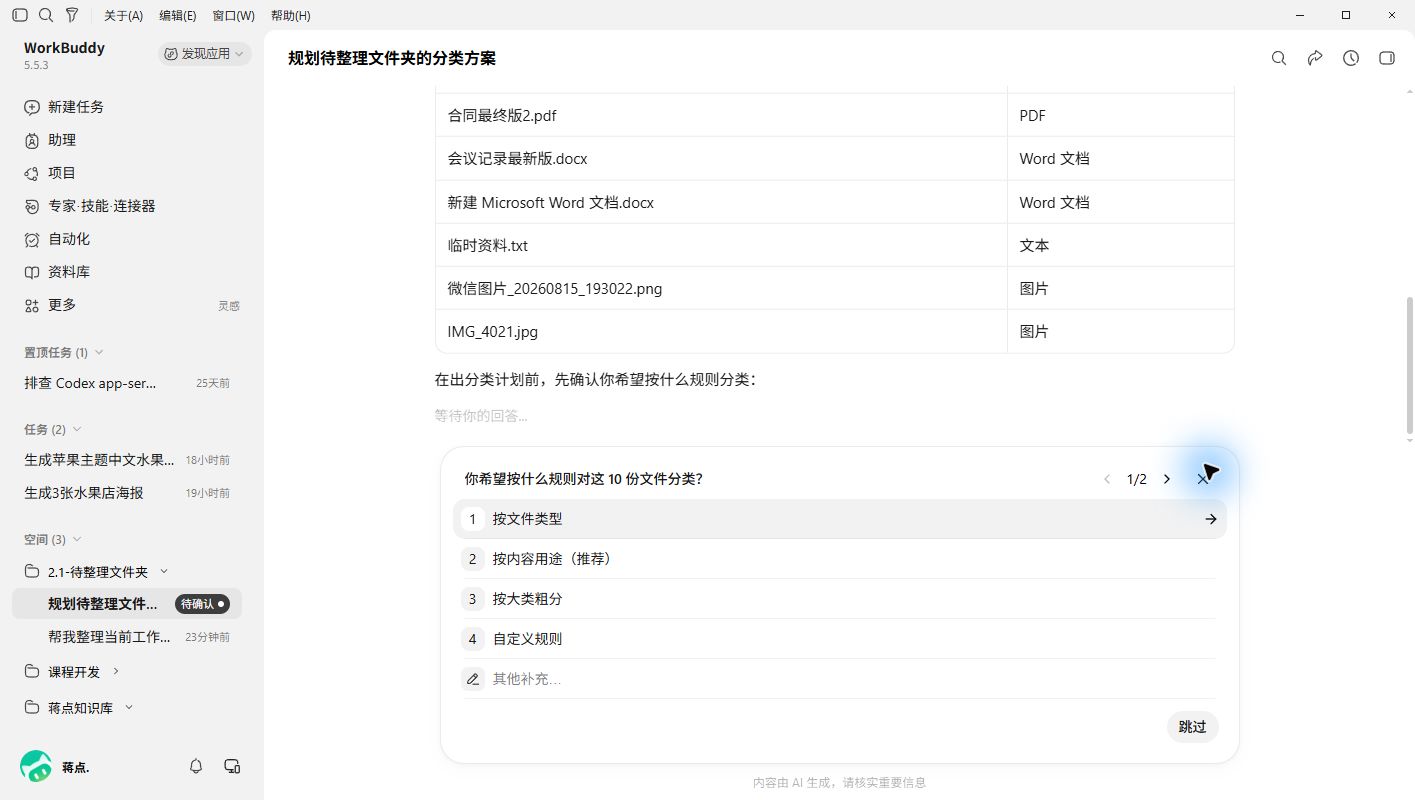 Plan 先询问希望采用的分类规则