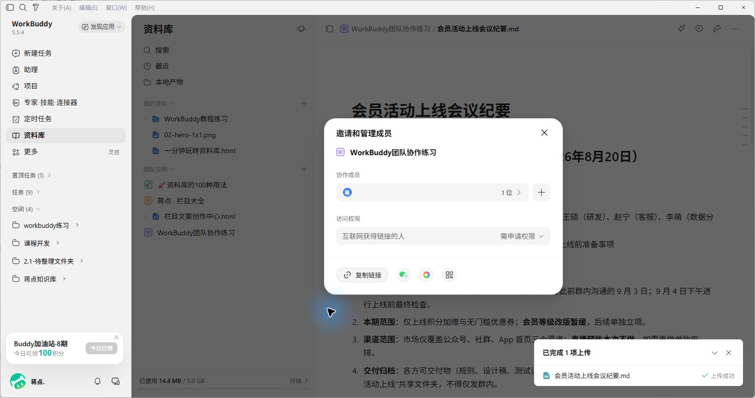 团队空间的成员与链接访问设置
